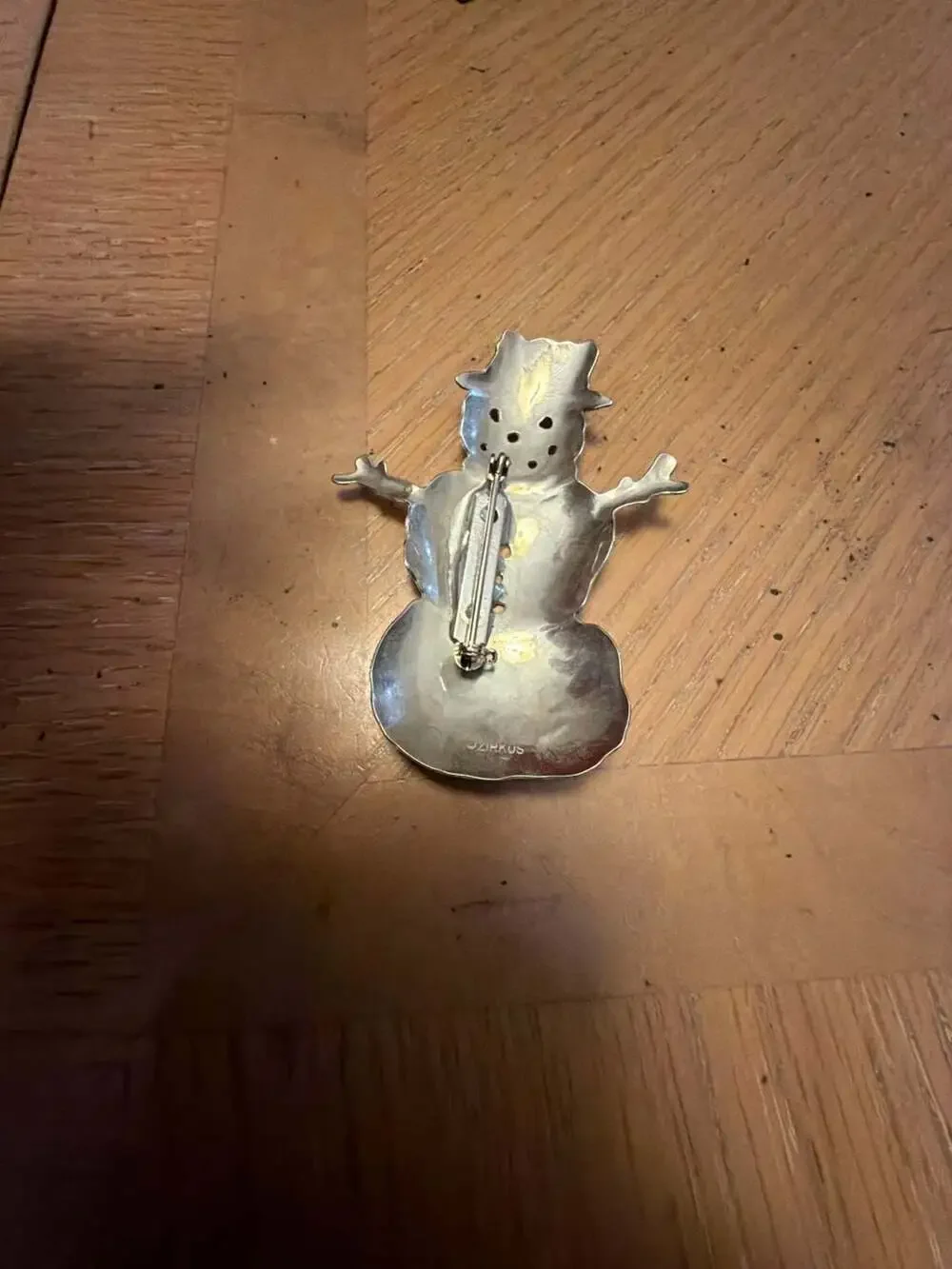 Vintage Zirkus Silver Tone Snowman Brooch